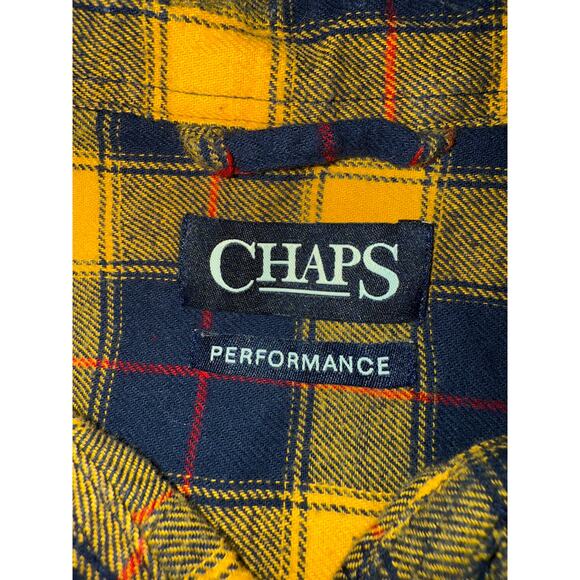 Men’s Chaps Performance Yellow Navy Red Plaid Cotton Button Down size 2XLT - Picture 4 of 6